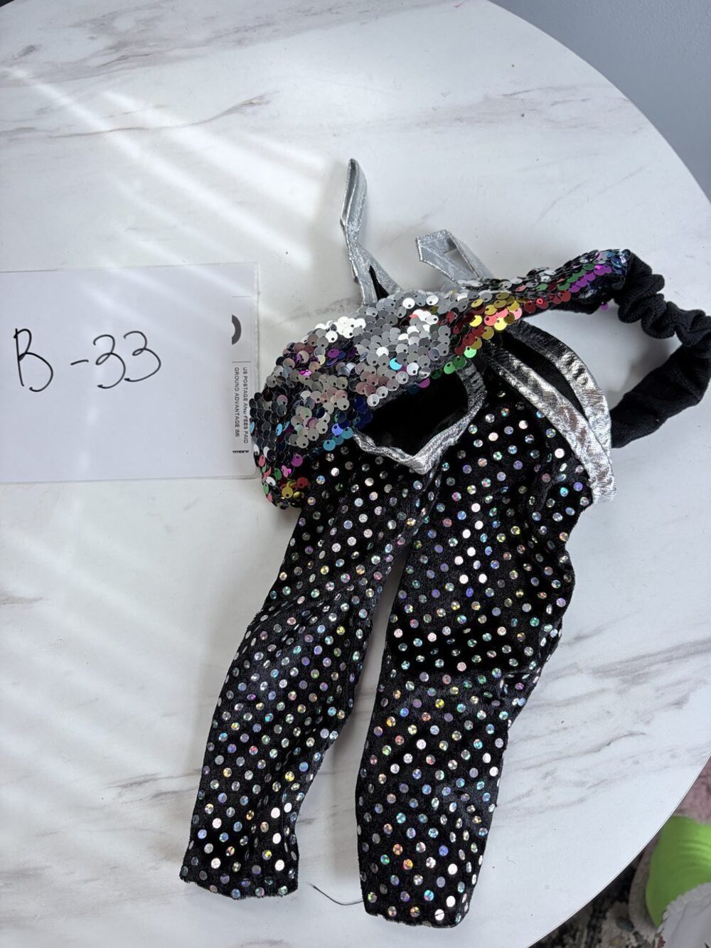 Black White Polka Dot Costume Leggings with Sequin Trim